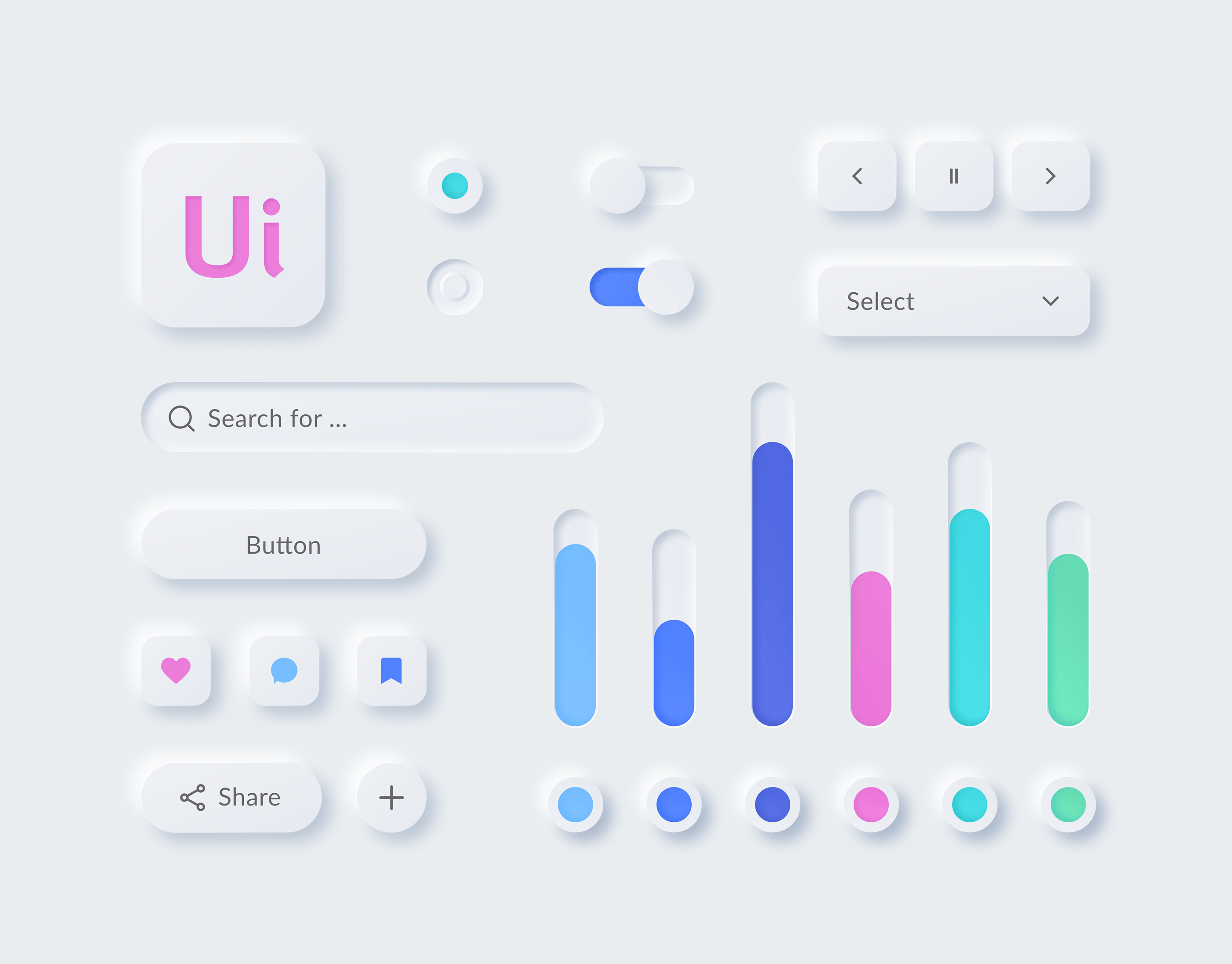 Interface com estilo Neumorphism